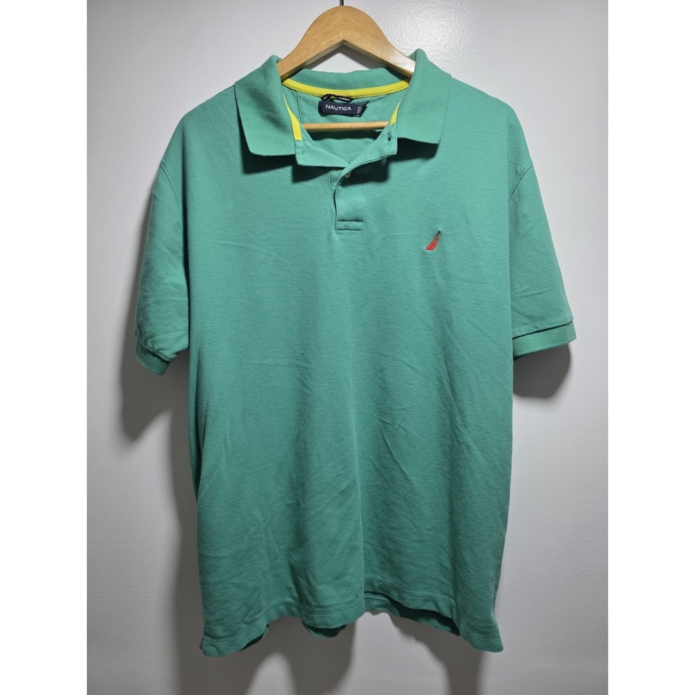 Nautica Mens Polo-Shirt  Size XL Green Casual Short Sleeve